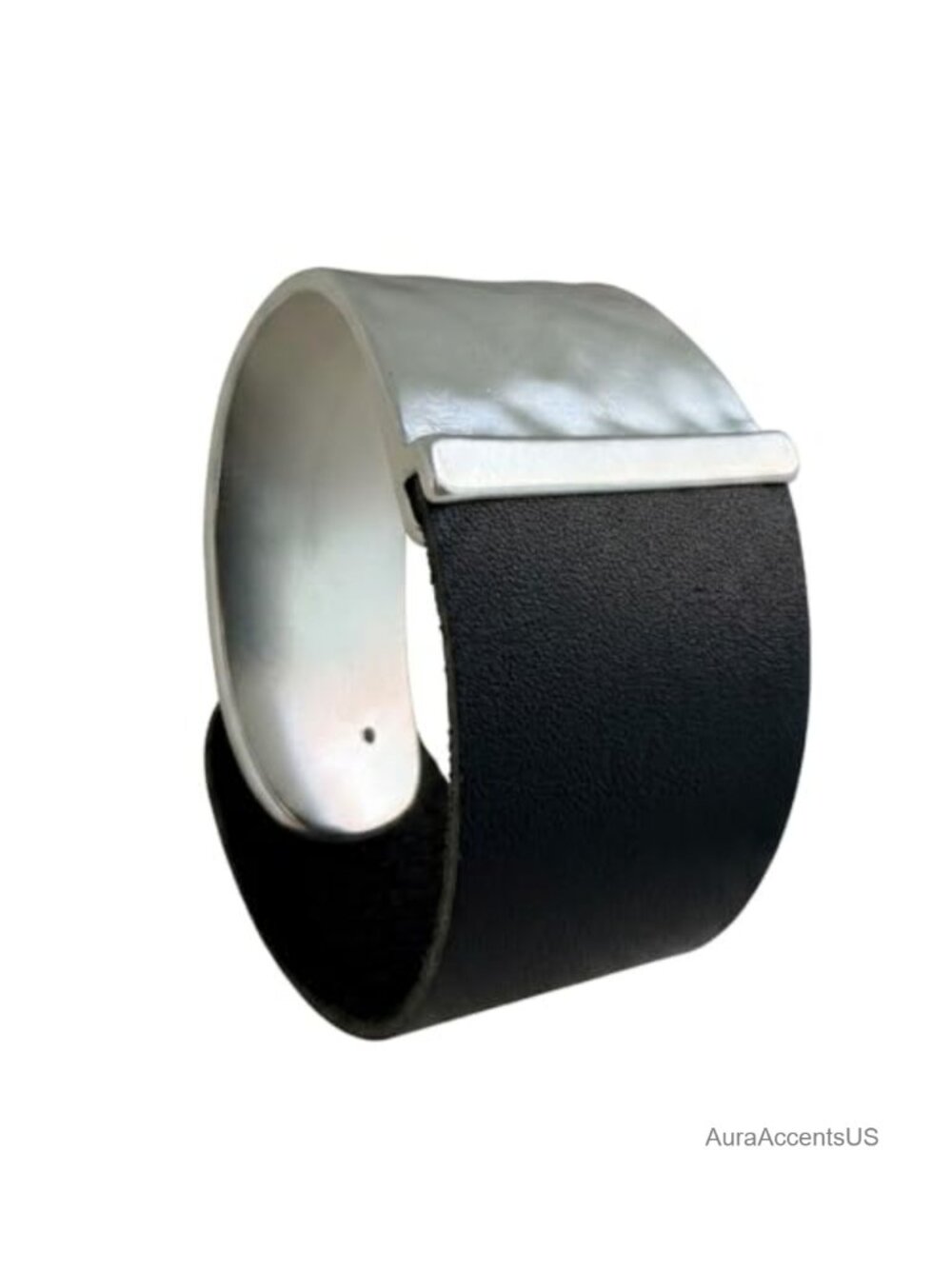 Genuine Leather Wrap Cuff Bracelet Handmade Layered Double Disk Multi Strand
